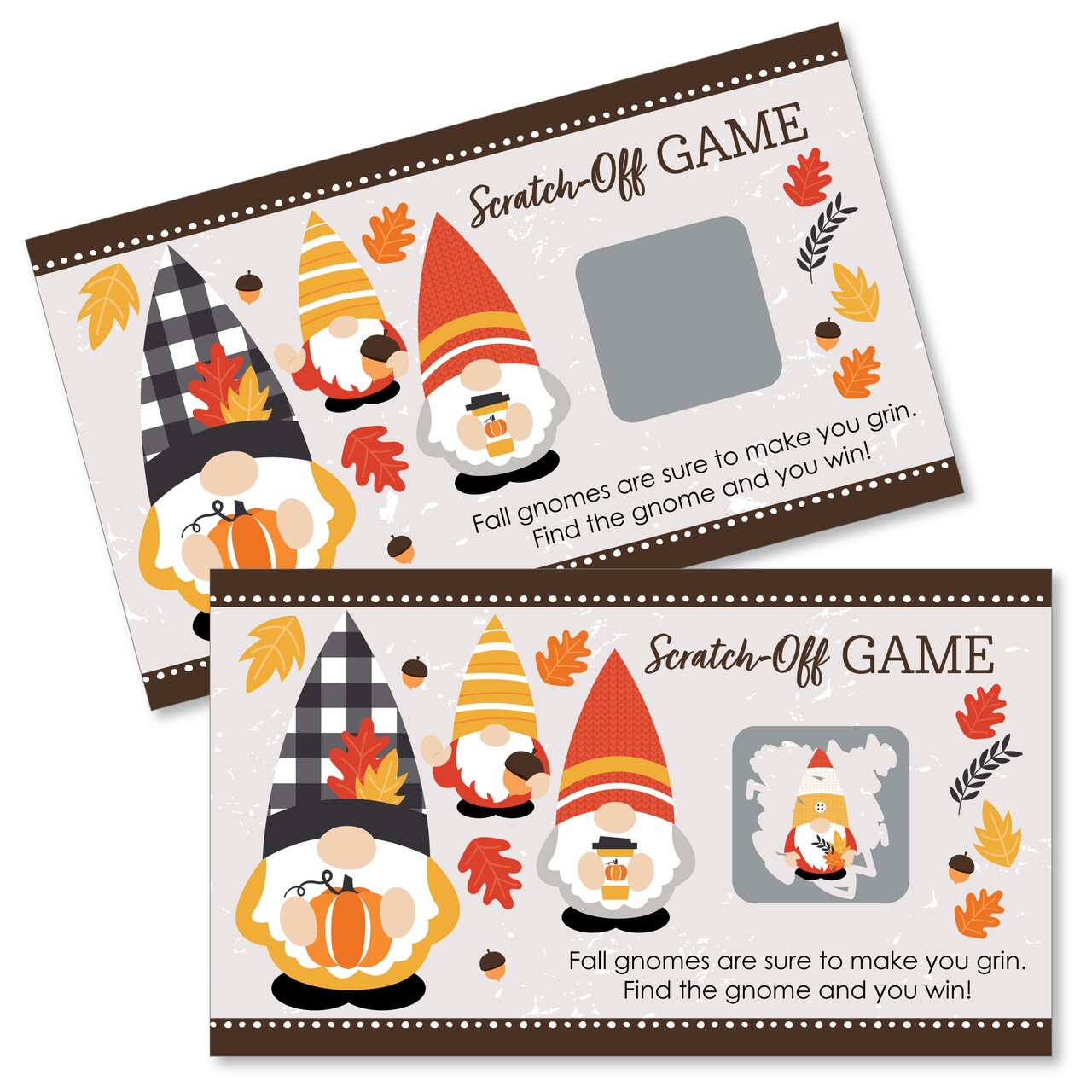 Big Dot of Happiness Fall Gnomes - Autumn Harvest Party Game Scratch Off Cards - 22 Count
